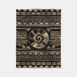 Hunab Ku Gold auf Schwarzem Fleecedecke