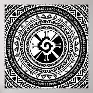 Hunab Ku Mayan Symbol Schwarz und Gold Poster