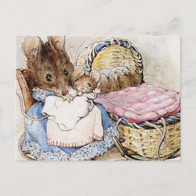 Hunca Munca Ihre Babys zwei Bad Mice Beatrix Potte Postkarte (Vorderseite)