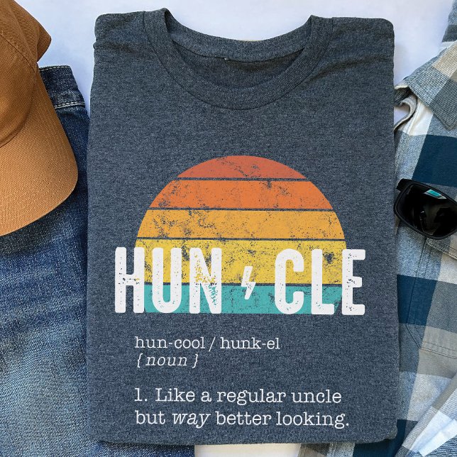 Huncle Definition lustige Onkel Geschenk Retro Son T-Shirt (Funny HUNCLE (like funcle) noun definition shirt for a fun handsome uncle heather dark gray t-shirt)