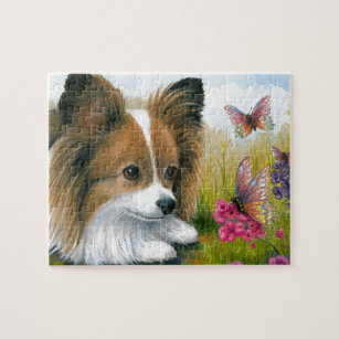 Hund123 Papillon Hund mit Schmetterlingen Puzzle