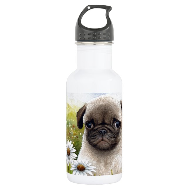 Hund 114 Welpe Mops Trinkflasche (Vorderseite)