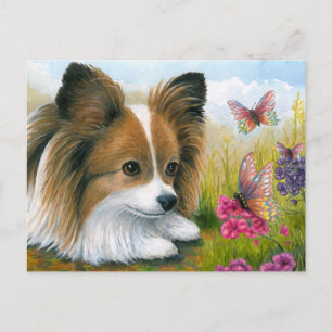 Hund 123 Papillon Hund mit Schmetterlingen Postkarte