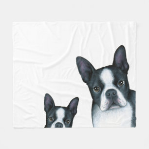 Hund 128 b/w Boston Terrier Fleecedecke