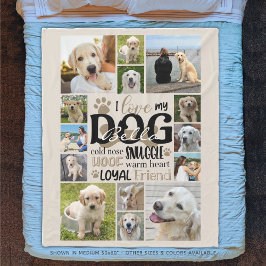 Hund 14 Foto Collage LIEBE Mein Hund Name Fleecedecke