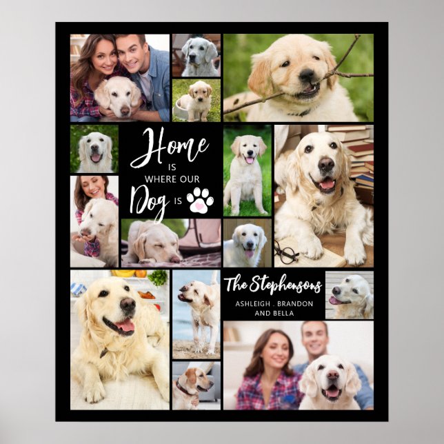 Hund 15 Fotos ZUHAUSE IST, WO UNSER HUND ist kunde Poster (Vorne)