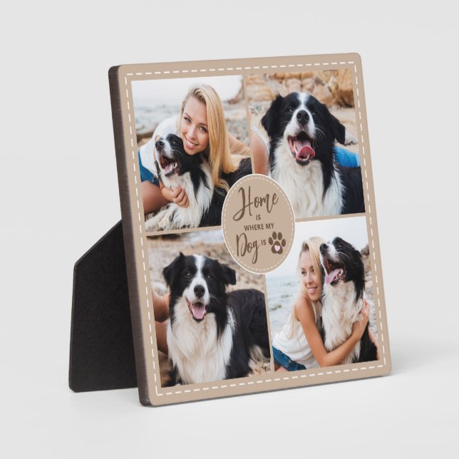 Hund 4 Fotos ZUHAUSE IST, WO MEIN HUND ist benutze Fotoplatte (Vorderseite)