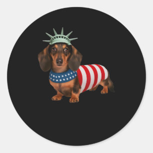 Hund 4. Juli American Flag Geschenke für Männer Fr Runder Aufkleber