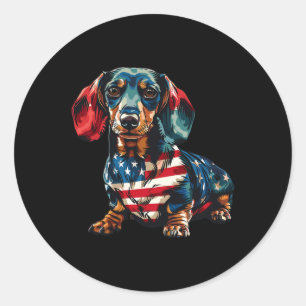 Hund 4. Juli American Flag Geschenke für Männer Fr Runder Aufkleber