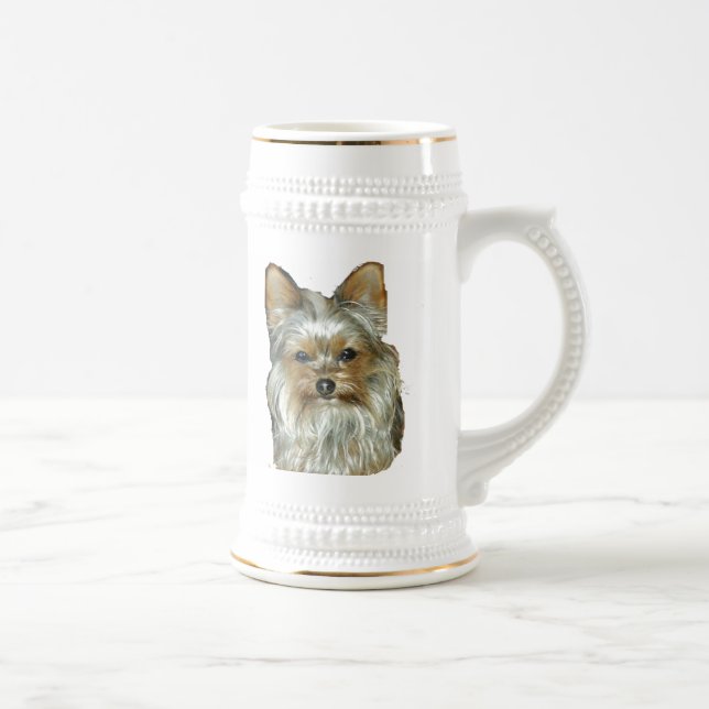 Hund 4B, Yorkshire Terrier, Stein Bierglas (Rechts)