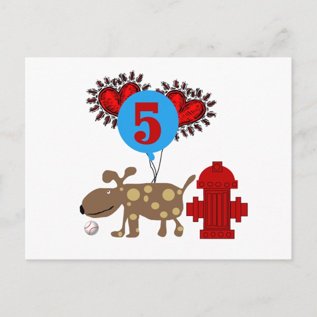 Hund 5th Birthday Shirts und Geschenke Postkarte (Vorderseite)