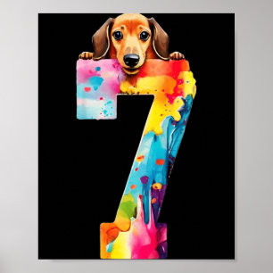 Hund 7 Jahre Dachshund Geburtstag Poster