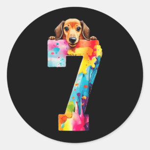 Hund 7 Jahre Dachshund Geburtstag Runder Aufkleber