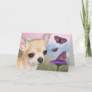 Hund 92 Chihuahua Butterfly Note Card/Grußkarte Karte