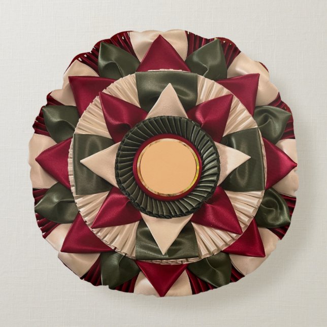 Hund A.K.C. Titel Foto Ribbon Rosette Rundes Kissen (Vorderseite)