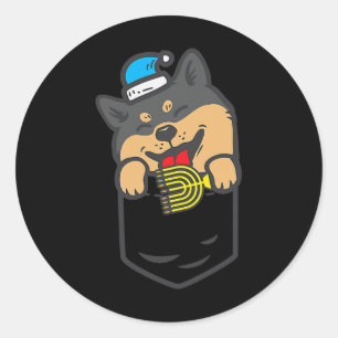 Hund Akita Pocket Black Shiba Inu Menorah Akita Hu Runder Aufkleber
