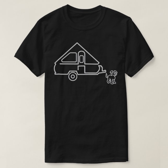 Hund Aliner A-Frame Rayiler _ Happy Camper Hund T-Shirt (Design vorne)