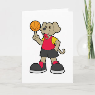 Hund als Basketballspieler mit Basketball Karte