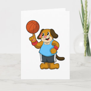 Hund als Basketballspieler mit Basketball Karte