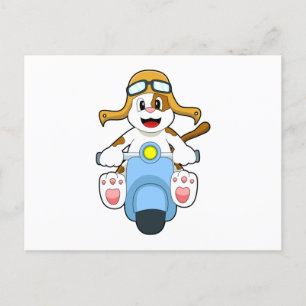 Hund als Biker mit Roller.PNG Postkarte
