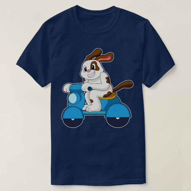 Hund als Biker mit Scooter 3 T-Shirt (Design vorne)