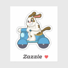 Hund als Biker mit Scooter.PNG Aufkleber