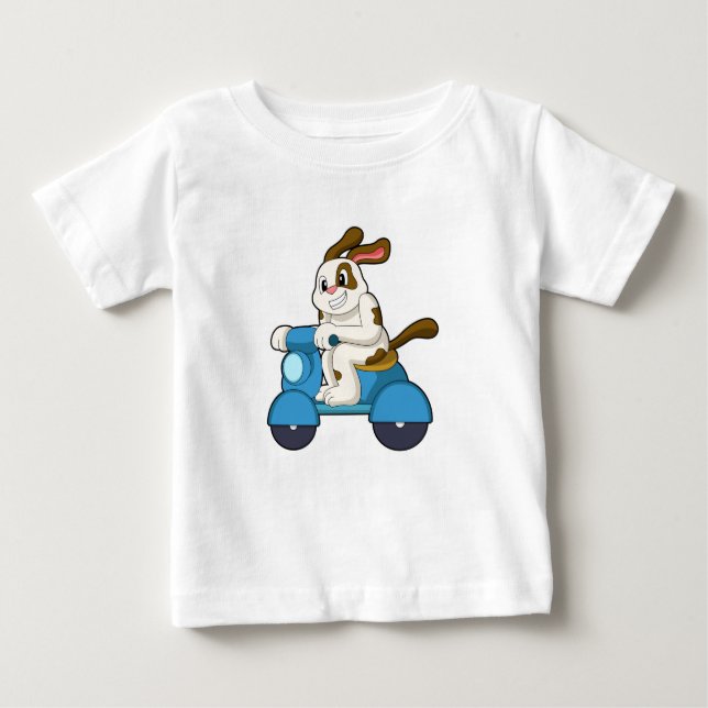 Hund als Biker mit Scooter.PNG Baby T-shirt (Vorderseite)