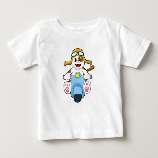Hund als Biker mit Scooter.PNG Baby T-shirt (Vorderseite)