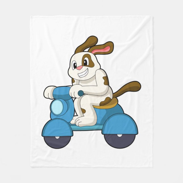Hund als Biker mit Scooter.PNG Fleecedecke (Vorderseite)