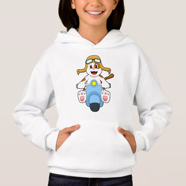 Hund als Biker mit Scooter.PNG Hoodie (Vorderseite)