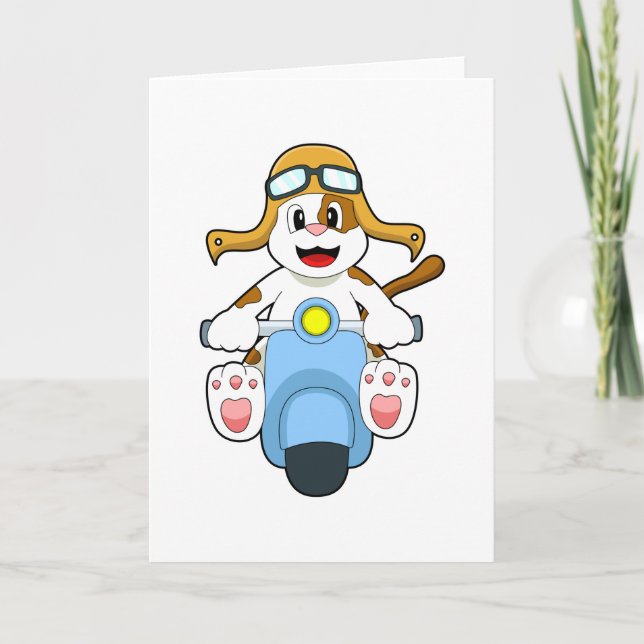 Hund als Biker mit Scooter.PNG Karte (Vorderseite)