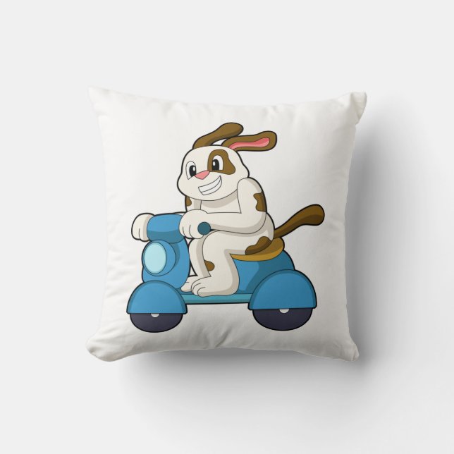 Hund als Biker mit Scooter.PNG Kissen (Vorderseite)