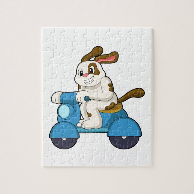 Hund als Biker mit Scooter.PNG Puzzle (Vertikal)