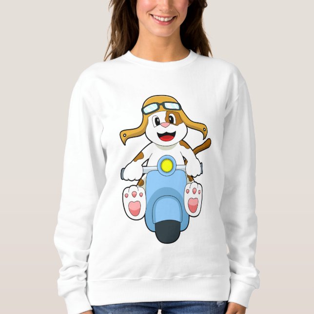 Hund als Biker mit Scooter.PNG Sweatshirt (Vorderseite)