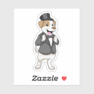 Hund als Bräutigam mit Ribbon Aufkleber