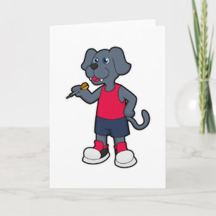 Hund als Dart-Spieler mit Darts Karte