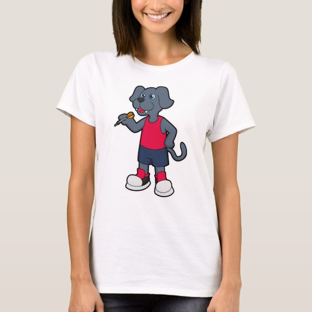 Hund als Dart-Spieler mit Darts T-Shirt (Vorderseite)