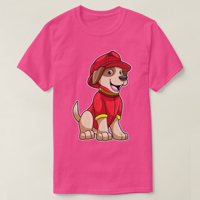 Hund als Feuerwehrmann mit Feuerhelm T-Shirt (Design vorne)