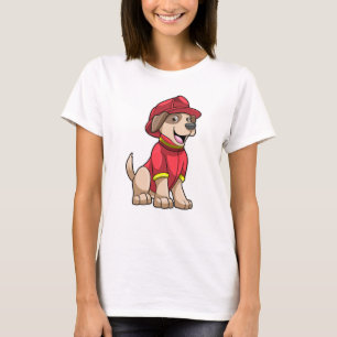Hund als Feuerwehrmann mit Feuerhelm T-Shirt