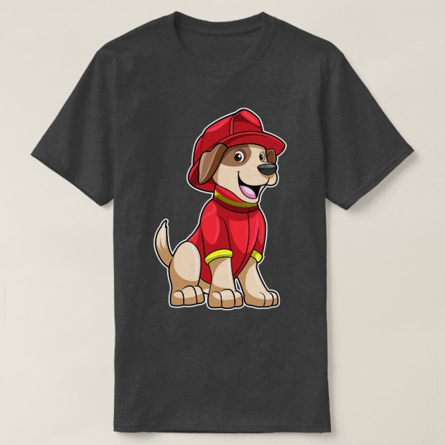 Hund als Feuerwehrmann mit Feuerhelm T-Shirt (Design vorne)