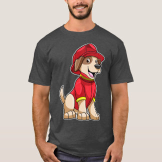 Hund als Feuerwehrmann mit Feuerhelm T-Shirt