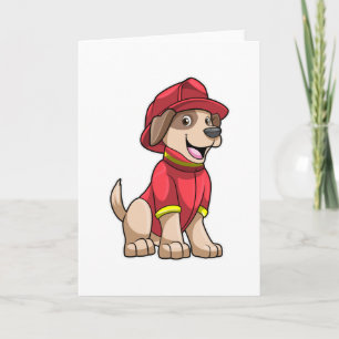 Hund als Feuerwehrmann mit Feuerwehrhelm Karte