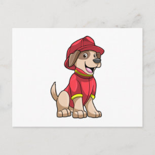 Hund als Feuerwehrmann mit Feuerwehrhelm Postkarte