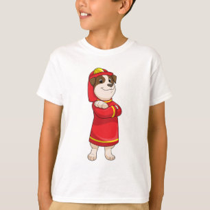 Hund als Feuerwehrmann mit Helm T-Shirt