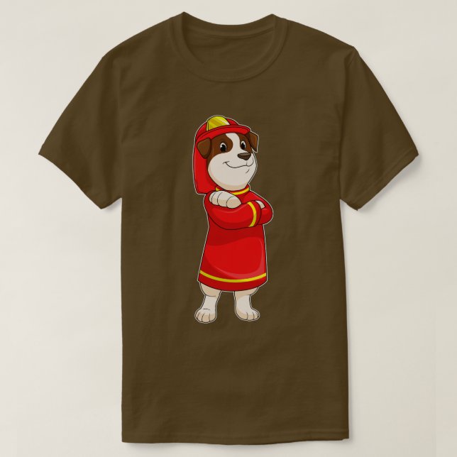 Hund als Feuerwehrmann mit Helmet T-Shirt (Design vorne)
