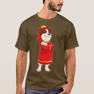 Hund als Feuerwehrmann mit Helmet T-Shirt