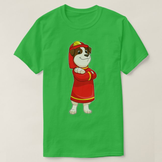 Hund als Feuerwehrmann mit Helmet T-Shirt (Design vorne)