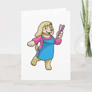 Hund als Friseur mit Kamm Karte