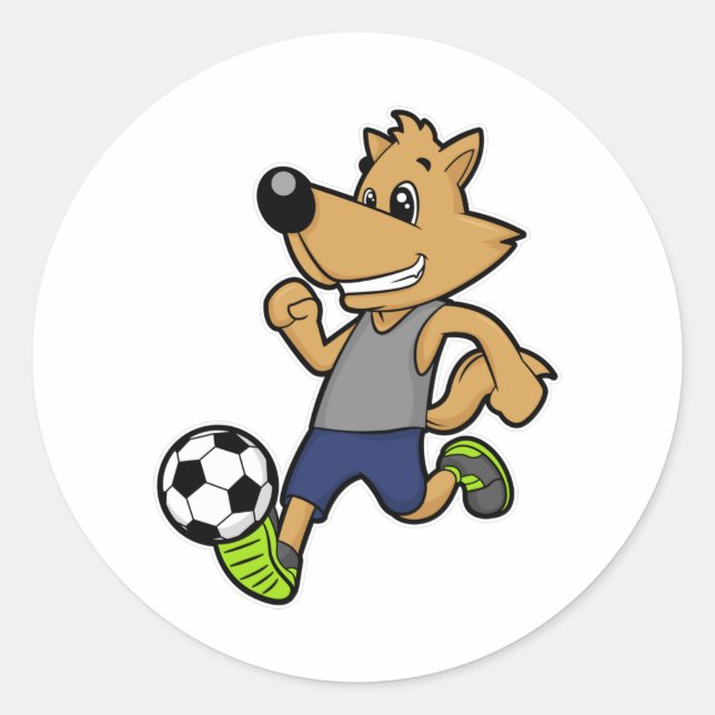 Hund als Fußballspieler beim Fußball Runder Aufkleber (Vorderseite)