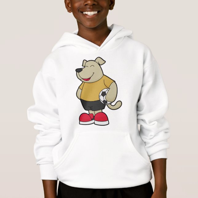 Hund als Fußballspieler mit Fußball Hoodie (Vorderseite)